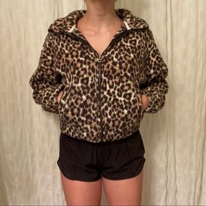 American Eagle Cheetah sherpa zip-up